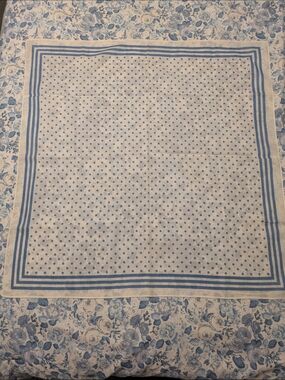 Vintage Cambridge Dry Goods Blue and White Polka Dot Cotton Scarf